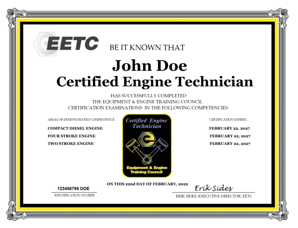 Certified mechanic